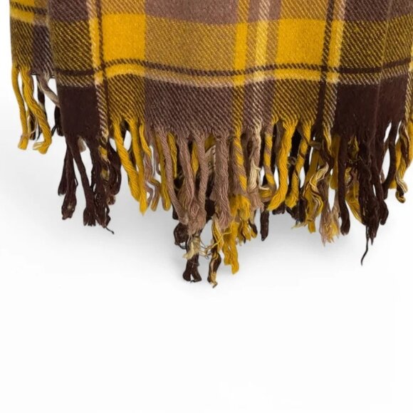 Vintage Faribo Wool Plaid Blanket Yellow & Brown By Faribo 49" X 53" - Picture 8 of 8